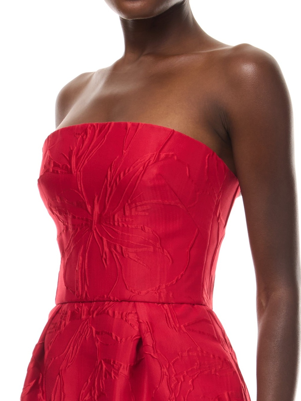 Monique Lhuillier Collection Red Strapless Pleated Faille Satin Evening Gown NWT - Picture 14 of 16